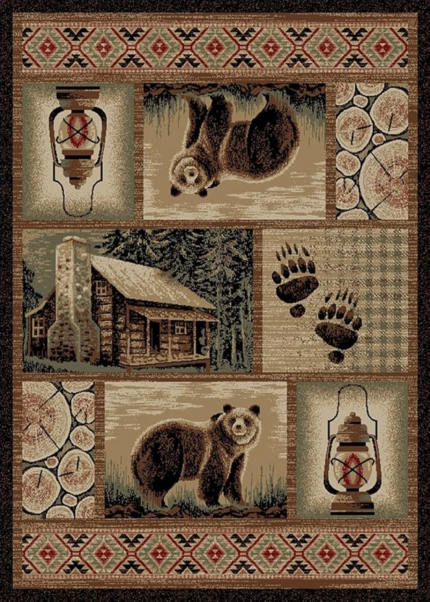 Mabyberry Rug HS9661 8X10 Cabin Hideaway Brown Area Rug