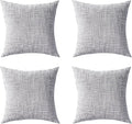 Decorative Throw Pillow Covers 20x20 Inch Set of 4, Soft Solid Farmhouse Chenille Couch Pillows, Spring Pillow Covers for Couch Sofa Bed Living Room Home Decor Pillowcase, Light Gray