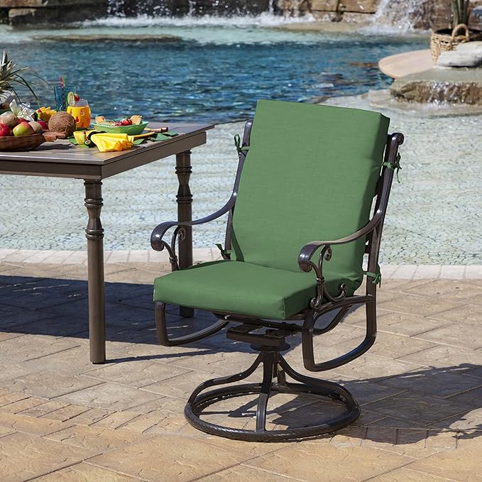 Arden Outdoor Dining Chair Cushion, 2 Pack, 20 x 20, Rain-Proof, Fade Resistant, Bright Moss Green Leala