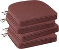 Outdoor Round Corner Seat Cushion, 17"x16"x2", Set of 4, Non Slip Seat Cushion Pads with Removable Cover for Patio Furniture, Garden Yard Lawn, Tan Dotted Red Base
