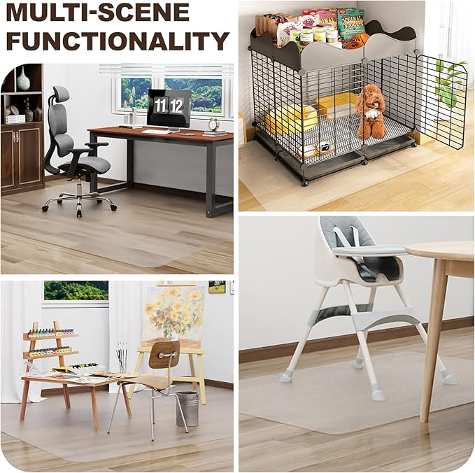 Upgraded 2mm Thick Clear Office Chair Mat, 46"x72" No Slip Vinyl Desk Chair Mat for Hard Floors, Heavy-Duty Easy Clean PVC Computer Floor Mat, Waterproof Rolling Chair Floor Protector for Home Office
