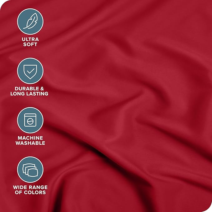 Bare Home 2-Pack Fitted Bottom Sheets Twin XL - Premium 1800 Ultra-Soft Wrinkle Resistant Microfiber - Deep Pocket (Twin XL, Red)