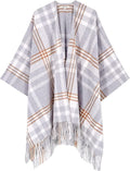 Moss Rose Women's Travel Plaid Shawl Wrap Open Front Poncho Cape for Fall Winter