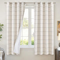 Linen Blackout Curtains for Bedroom - Boho Plaid Curtains Thermal Insulated, Pattern Printed Cottage Rustic Drapes Window Treatments for Farmhouse, 52x63 Inch 2 Panels, Dark Grey