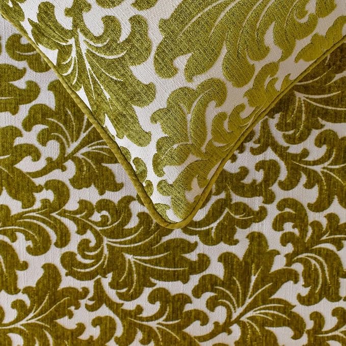 The HomeCentric King/Queen/Twin Chartreuse Designer CA King 86"x18" Bed Runner Without Pillow Cover, Velvet, Floral Pattern Bed Scarf on Velvet Fabric - Enchanted Chartreuse