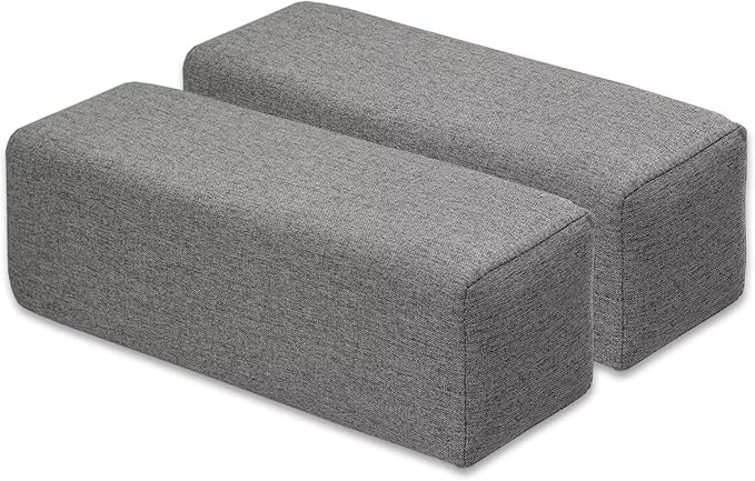 Couch Arm Rest Pillow, Linen Armrest Cushion, High Density Foam Armrest Cushion, Removable & Washable Rectangular Headboard Elbow Support for Armchair Sofa Bed,Dark Gray-2pcs,5.9x5.9x19.7