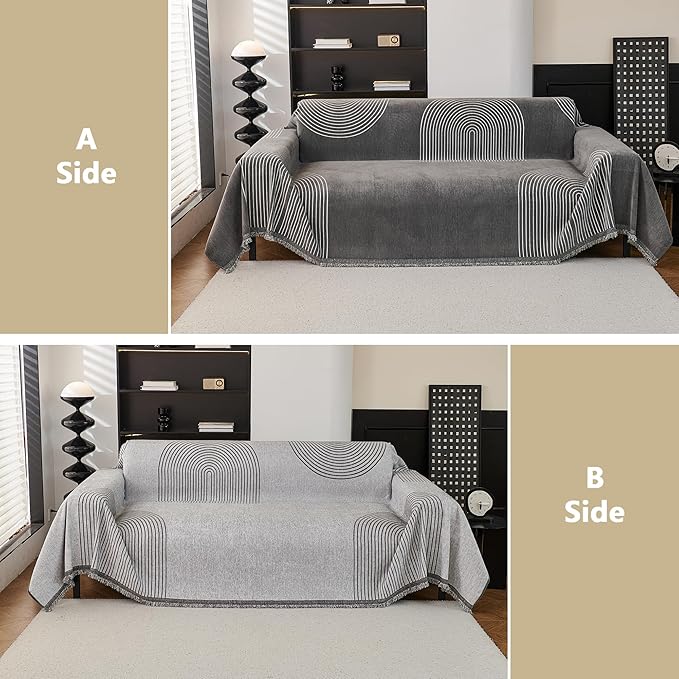 MEETSKY Couch Cover Sofa Cover Washable,Chenille Sofa Covers for 2 Cushion Couch Sofa, Sofa Slipcover Loveseat Pet Couch Covers for Sectional Sofa,71" X118"