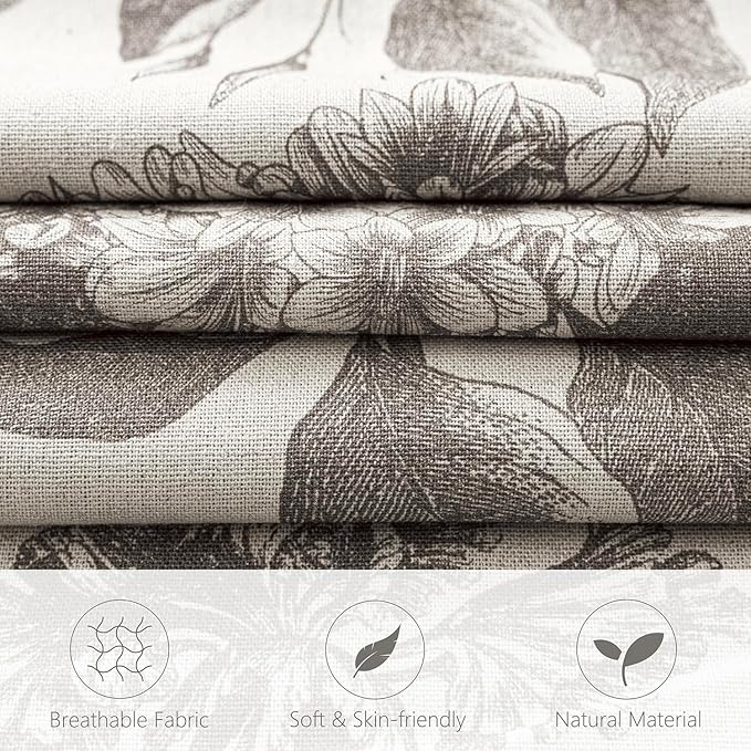 Foindtower Set of 2 Linen Floral Throw Pillow Covers Vintage Accent Print Decorative Cushion Covers Farmhouse Boho Home Decor for Sofa Chair Couch Bedroom Living Room,22×22 Inch,Light Gray