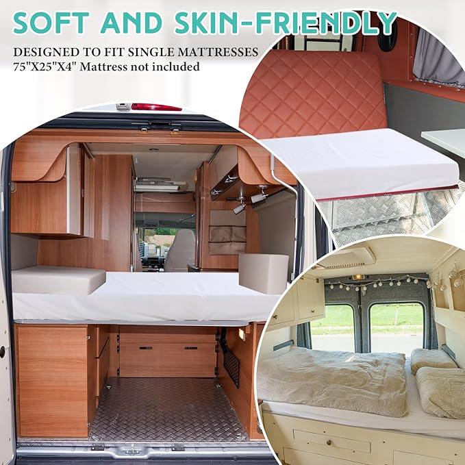 Breling Fitted Sheet (Sheet Only) Compatible with Milliard Trifold Mattress Folding Mattress Fitted Microfiber Bedsheet for Camp Bunk Rvs Bed(White,Full,4'')