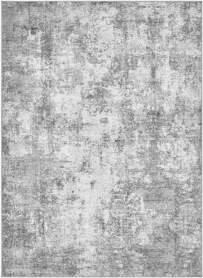Washable 7x9 Area Rug: Modern Abstract Soft Non-Slip Indoor Rugs Home Decor - Low Pile Stain Resistant Carpet for Living Room Bedroom Dining Room Playroom Office(Grey,7'X9')