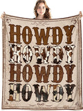 Vintage Howdy Western Blanket, Western Country Cowgirl Throw Blankets for Girly Room Bedroom Dorm Couch Bed Decor, Cowgirl Gifts for Women Girls, 50x60 Inch