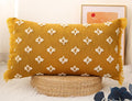 Boho Long Lumbar Pillow Cover 14x26 with Tassel,3D Flower Patterned Cotton Decorative Long Lumbar Pillow Cover Pillow Case for Sofa Couch Bed Livingroom Farmhouse,Yellow
