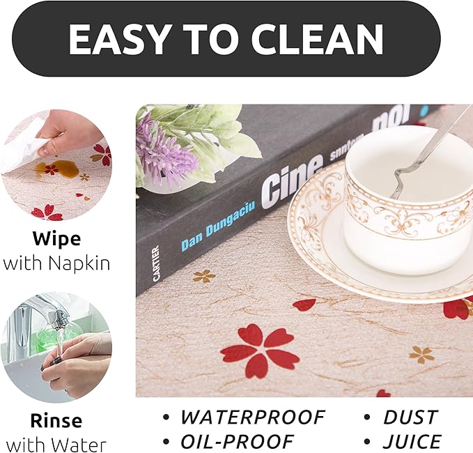 RAY STAR 18X96 Inch Shelf Liner for Kitchen Cabinets, Non-Adhesive Cabinet Liner Washable, PVC Drawer Liner for Dresser Non-Slip Bathroom (Red Floral)(3 Roll)