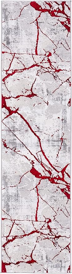 SAFAVIEH Area Rug 8x10 - Amelia Collection - Large - Grey & Red, Modern Design, Non-Shedding & Easy Cleaning, Ideal for Living Room, Bedroom, Office, Dining Space (ALA293L)