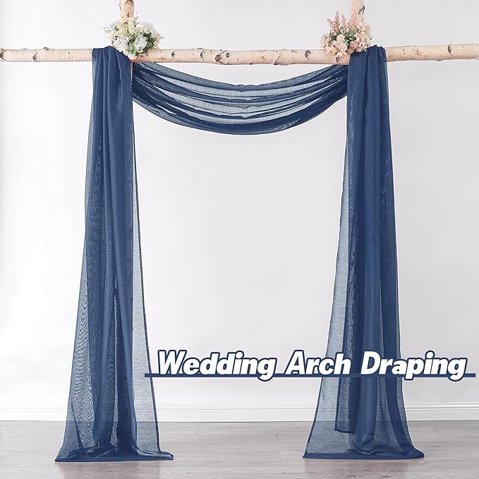 DONREN Dark Blue Window Scarf for Home Decor -Luxury Look Sheer Scarf 52 inches Wide by 144 inches Long,Navy Blue
