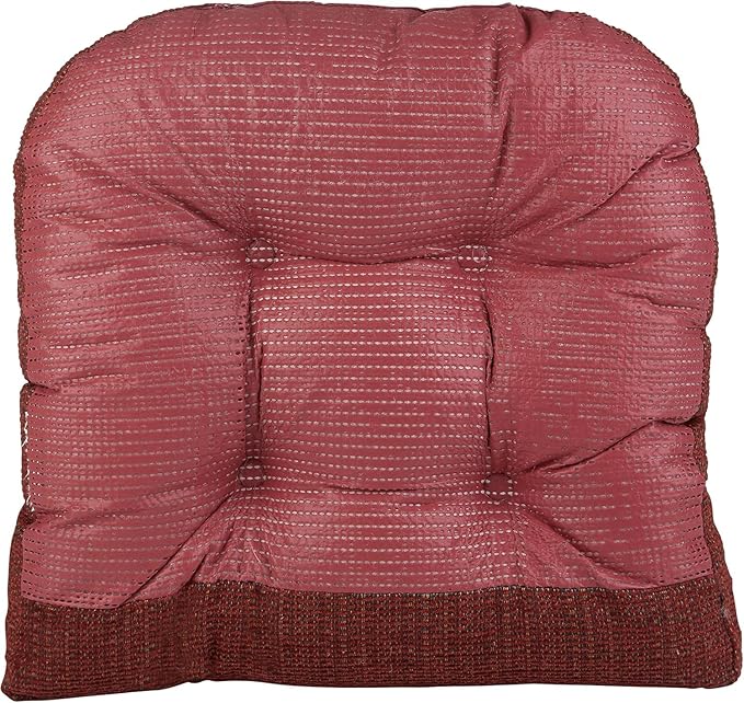 Klear Vu Gripper Overstuffed Universal Non-Slip Dining Chair Cushions for Kitchen Decor or Office Use, U-Shaped Skid-Proof Seat Pad, 17x17 Inches, 2 Count (Pack of 1), Honeycomb Red