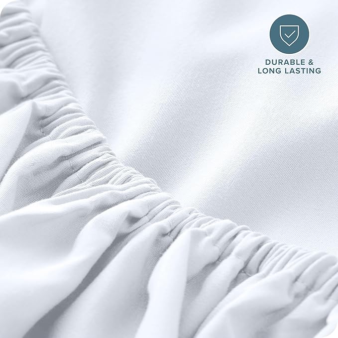 Bare Home Fitted Bottom Sheet Hospital Size - Premium 1800 Microfiber - Ultra-Soft Hotel Luxury - Deep Pocket - Durable and Long Lasting (Hospital, White)