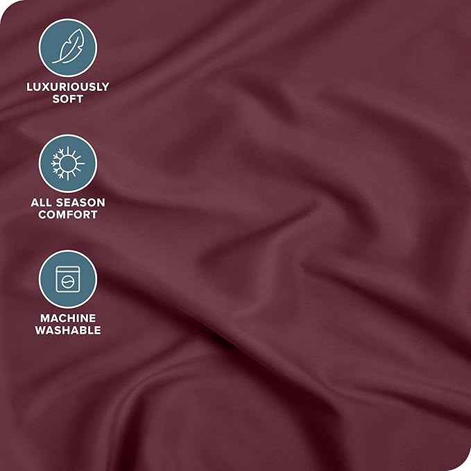 Bare Home Fitted Bottom Sheet Twin XL Size - Premium 1800 Microfiber - Ultra-Soft Hotel Luxury - Deep Pocket - Durable and Long Lasting - Fitted Sheet (Twin XL, Burgundy)