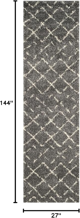 SAFAVIEH Arizona Shag Collection Runner Rug - 2'3" x 12', Brown & Ivory, Moroccan Design, Non-Shedding & Easy to Clean, Ideal for Ideal for Living Room, Hallway, Foyer, Bedroom (ASG743B)