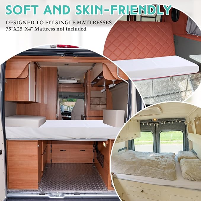 Breling Fitted Sheet (Sheet Only) Compatible with Milliard Trifold Mattress Folding Mattress Fitted Microfiber Bedsheet for Camp Bunk Rvs Bed(White,Twin,4'')