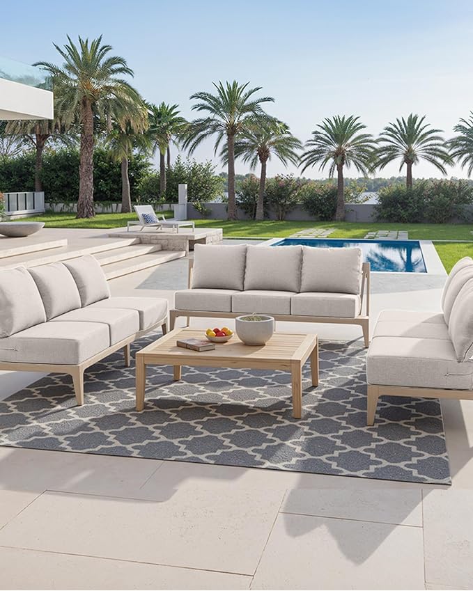 Luxury 24x24x6 Inch Outdoor Furniture Cushions Set of 6 - Comfortable Deep Seat Patio Zipper Chair Cushion for Outside Wicker Dining Rocking Swivel Chairs Loveseat Couch Sectional Sofa - Beige