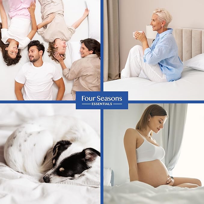 Queen Size Mattress Protector Bedbug Waterproof Zippered Cover Hypoallergenic Premium Quality Encasement White