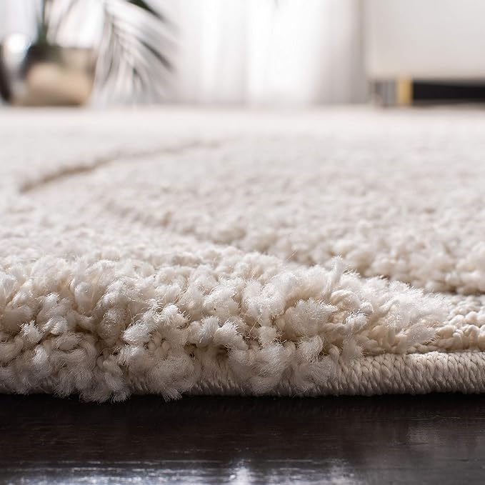 SAFAVIEH Florida Shag Collection Runner Rug - 2'3" x 9', Creme & Creme, Non-Shedding & Easy Care, 1.2-inch Thick Ideal for High Traffic Areas in Living Room, Bedroom (SG471-1111)