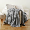 Battilo Light Grey Chunky Knit Throw Blanket for Couch, Thick Warm Cozy Soft Chenille Throw Blanket, Handmade Cable Knit Blanket for Sofa,Bed, Living Room, 50"x60"