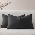 a moment Pack of 2 Decorative Chenille Throw Pillow Covers with Twill Cushion Covers for Sofa Living Room Couch Bed 20x12 Inch Black
