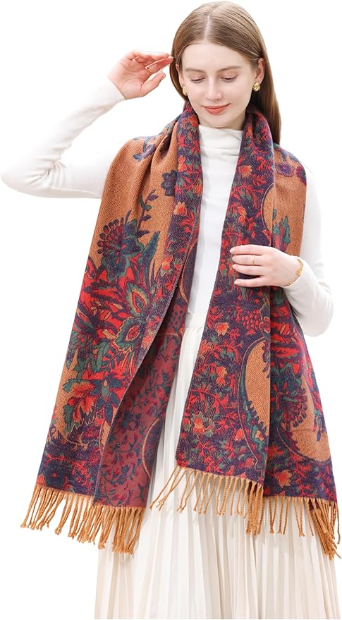 Wander Agio Warm Fashion Scarf Long Shawl Large Blanket Winter Wraps Scarves for Women Cashmere Jacquard Vintage Paisley