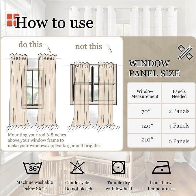Sage Green Plaid Linen Blackout Curtains for Bedroom - Boho Style Curtains Thermal Insulated, Pattern Printed Rustic Drapes Window Treatments for Farmhouse, 52x63 Inch 2 Panels