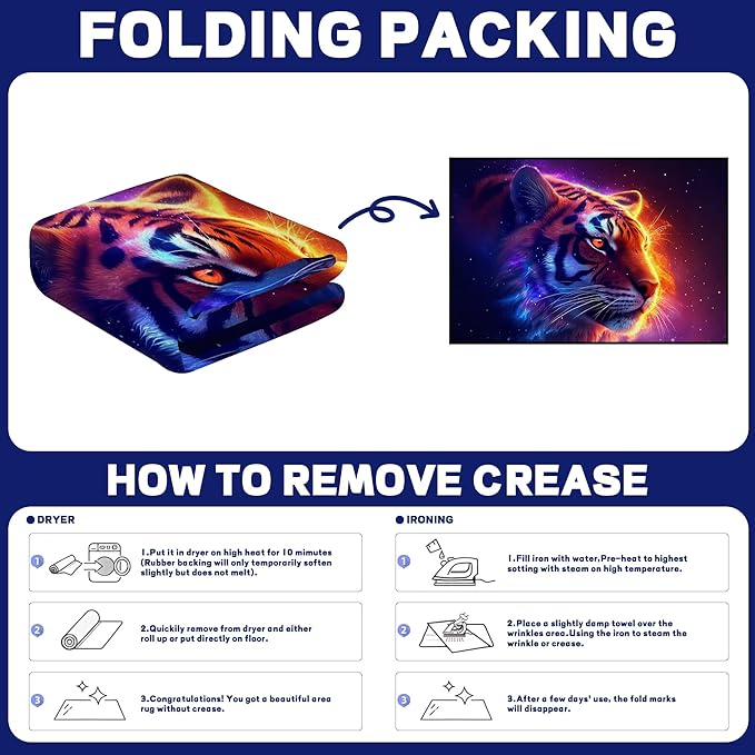 Galaxy Tiger Rug 3D Fierce Tigers Area Rugs for Bedroom Living Room Playroom Gameroom Boys Kids Fire Glitter Carpet Throw Rugs Floor Mat 47 in X 31 in