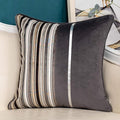 Yangest Grey Striped Patchwork Throw Pillow Cover Gold Leather Cushion Cover Zippered Pillowcase for Sofa Couch Bedroom Living Room Home Decoration,18x18 Inch