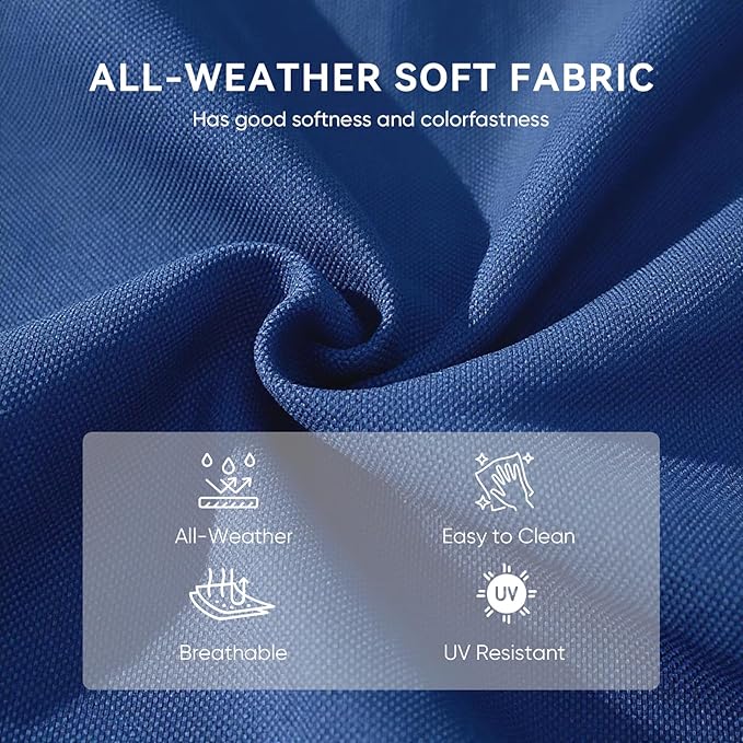 Patio Chair Cushions 4 Packs - Outside High Back Thick Water-Resistant Cushion 22x24 with Zipper Cover for Outdoor Glider Rocking Chairs Loveseat Couch – Blue/Crescent
