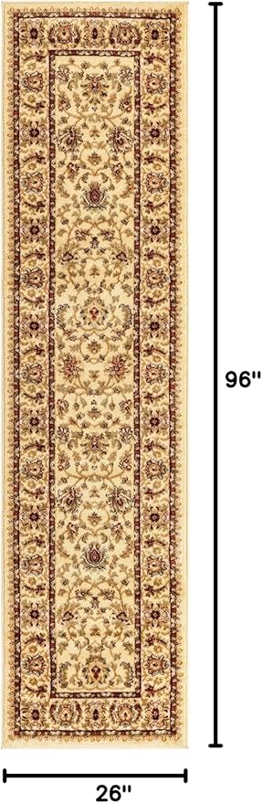 Unique Loom Voyage Collection Traditional Oriental Classic Area Rug (2' 0 x 8' 0 Runner, Ivory/Gold)