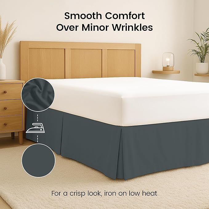 Utopia Bedding California King Bed Skirt - Soft Quadruple Pleated Ruffle - Easy Fit with 16 Inch Tailored Drop - Hotel Quality, Shrinkage and Fade Resistant (Cal King, Grey)