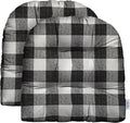RSH DECOR: Tufted U-Shape Wicker Seat Cushions Set of 2 | 19” x 19” | All-Weather Spun Fabric | Water-Resistant | Outdoor Chair Cushions for Patio Furniture | Black Buffalo Plaid