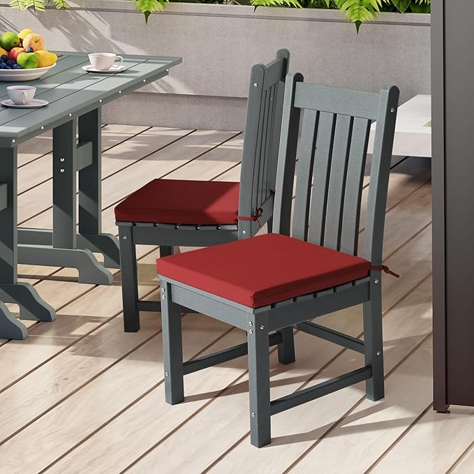 WestinTrends Solace Outdoor Patio Kitchen Dining Chair Square Seat Cushions Set of 4, 18 x 18, Red