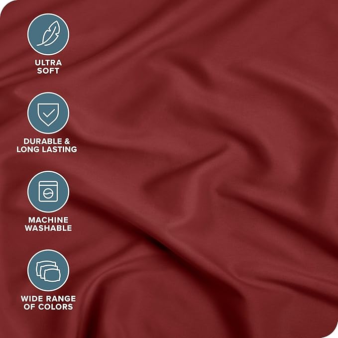 Fitted Bottom Sheet Twin Size - Premium 1800 Microfiber - Ultra-Soft Hotel Luxury - Deep Pocket - Durable and Long Lasting - Fitted Sheet (Twin, Rosewood)