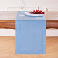 Solino Home Linen Cornflower Blue Table Runner 120 Inches Long - 100% Pure Linen Hemstitch 14 x 120 Inch Table Runner for Dining, Christmas, Holiday, New Year - Classic Hemstitch