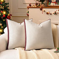 a moment Christmas Red Loop Yarn Linen-Like Pillow Cover Natural Soft Decorative Throw Pillow Case Farmhouse 20x20 Inch, Bohemian Textured Cushion Cover for Sofa Bed, Wrinkle-Resistant Home Decor
