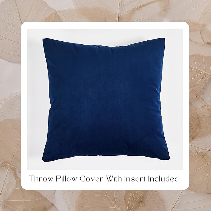 Solid Color Velvet Throw Pillow with Insert Included (Navy Blue, 12"x20"), Decorative Pillow for Sofa, Couch, Bed, Chair Cushion