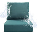 6" Thicker Outdoor Chair Cushions Set- 24" *24" *6" Waterproof Patio Furniture Cushions with Removable Cover, 28D High Density Sponge Filling Thicken Outdoor Patio Cushions - Peacock Blue