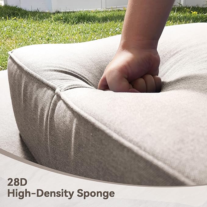 Luxury 6" Outdoor Cushions for Patio Furniture, 24x24x6" Thick Seat Cushion Set of 10, Fade Resistant Couch Chair Replacement Cushions High Density Deep Wicker Chair Cushion w/ Removable Cover, Beige