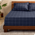 Fitted Bottom Sheet Twin Size - Premium 1800 Microfiber - Ultra-Soft Hotel Luxury - Deep Pocket - Durable and Long Lasting - Fitted Sheet (Twin, Modern Plaid - Midnight Blue/White)