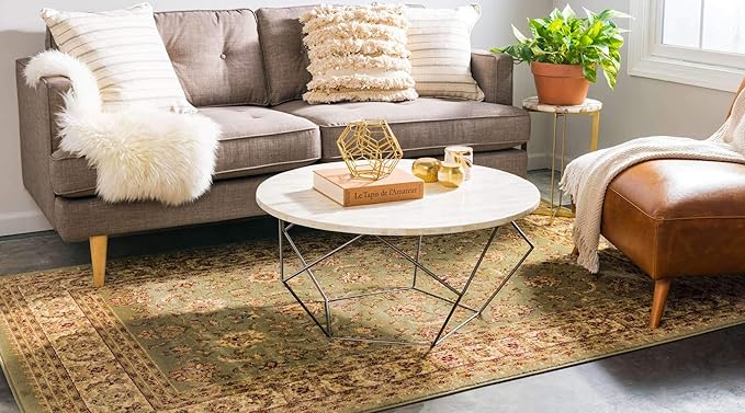Unique Loom Voyage Collection Traditional Oriental Classic Intricate Design Area Rug (7' 0 x 10' 0 Rectangular, Green/Ivory)