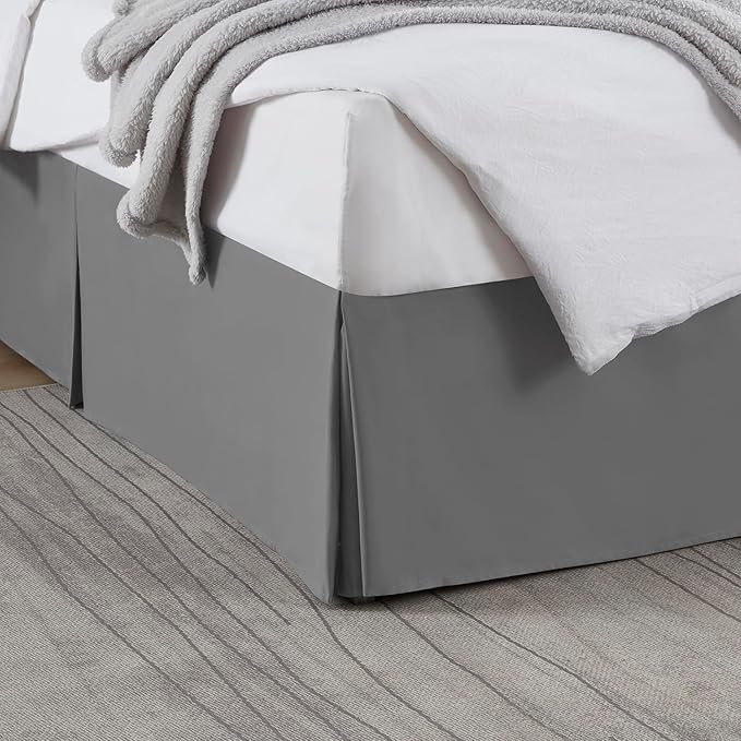 Nestl Grey Bed Skirt Queen Size - Queen Bed Skirt 14 Inch Drop - Brushed Microfiber Bed Skirts - Hotel Quality Pleated Bed Skirt - Shrinkage & Fade Resistant