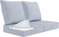 Outdoor Water-Resistant Olefin Deep Seat Cushion Set, 2PCS Weather and Fade Resistant 24''x 24''x 6'' Patio Furniture Seat Cushion, Thickened Sofa Chair Pad for Lawn, Garden, Light Gray