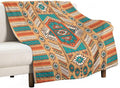 Aztec Throw Blanket, Tribal Navajo Print Native Blanket for Camping Outdoor Couch Sofa Bed 60"x80"