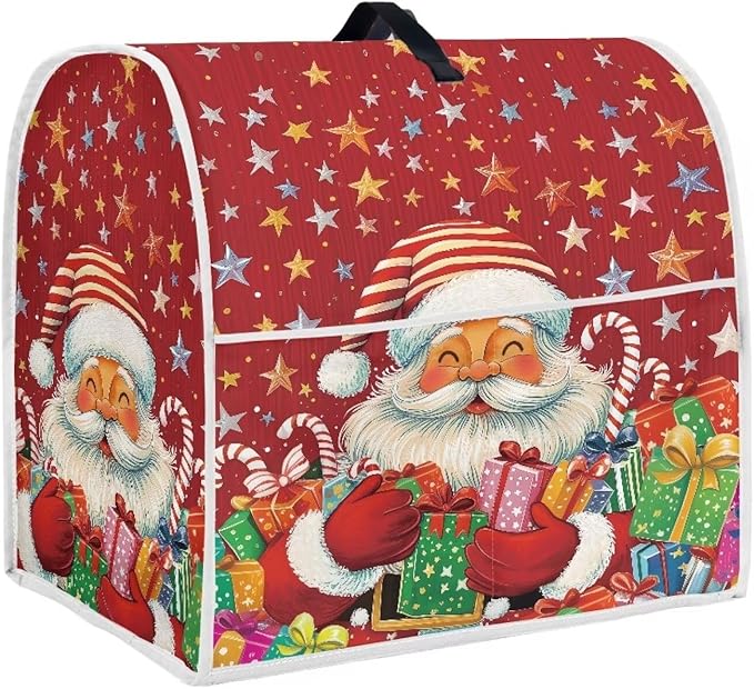 Christmas Stand Mixer Cover Dust Cover Santa Claus Red Stand Mixer Covers For Kitchen Aid 6-8 Quart Mixers Dustproof Cloth Cover for Small Appliance Protector, Christmas Tabletop Decor